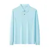 Camisa Polo de Algodón y Seda de Manga Larga Doble Piqué 10A Antibacteriana Casual de Negocios Golf Camisa para Cultura de Team Building Corporativo