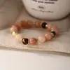 Pulsera de Plata de Ley 925 con Piedra Ojo de Tigre y Piedra Solar, Cuentas de Plata para Mujer, Diseño Simple Estilo Chino Nuevo, Joyería de Mano Versátil con Cuentas B6878