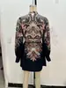 Primavera de 2026 Nova Roupa Feminina de Comércio Exterior Estilo Europeu e Americano Moda Simples Retrô Vestido com Estampa e Cinto de Amarração
