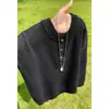 Suéter de punto Henley retro con botones para hombre, estilo casual de alta costura para otoño, peso pesado, corte holgado, top casual para pareja