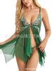 Ropa Interior Sexy de Encaje Multicolor para Mujer de Amazon Europea y Americana, Camisola de Malla Transparente, Vestido de Noche