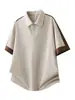 Roupas Masculinas Fengshe / Verão 2026 Nova Camisa Polo Masculina Gola Padre Manga Curta Fina Tendência Marca Camisa Polo de Cinco Mangas