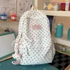 Mochila Leve e Simples Estilo Japonês/Ins com Bolinhas, Nova Mochila Casual para Alunos do Ensino Fundamental II e Médio, Bolsa Escolar Estilo College para Mulheres