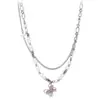 Collar Doble Capa Apilable de Perla y Zircón Rosa Mariposa Lujo Ligero Nicho Femenino Dulce Fresco Cadena Clavicular Collar Dulce Venta al por Mayor