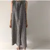 Vestido largo sencillo de lino y algodón, sin mangas, estilo coreano, suelto, estilo japonés