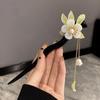 Horquilla Hanfu de Madera Borla de Magnolia Placa de Presión Trasera Adorno para el Cabello Mujeres Mariposa de Tinta Estilo Nacional Cheongsam Accesorios para el Cabello de Mujer