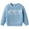 Colección Festiva Shein para Bebés y Niños Pequeños Otoño/Invierno 2026: Camiseta Básica de Punto con Lazo Hecha a Mano para Niñas Pequeñas