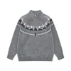 Suéter cardigan de malha jacquard estilo étnico, outono/inverno masculino casual de modelagem solta, malha moderna europeia e americana, jaqueta com zíper