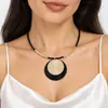 Collar y pendientes de moda transfronterizos TEMU más vendidos con colgante de disco grande, únicos y extravagantes, con un tacto de alta gama y lujoso, diseño de colgante largo