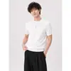Fabricante Original Retrô Americano Cor Sólida Gola Redonda Tricô Manga Curta Masculino Casual Slim Fit Versátil Verão Top