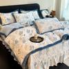 Juego de Ropa de Cama Grueso de Invierno con Forro de Felpa de Cuatro Piezas, Juego de Tres Piezas con Falda de Cama de Franela de Felpa Coral de Leche, Sábana y Falda de Cama de una Sola Pieza