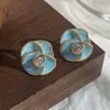 Brincos de Flor com Gotejamento de Óleo Estilo Novo, Frescos e Doces, para Mulheres, Brincos de Tarraxa com Micro Diamantes Modernos e Versáteis, com Toque de Alto Padrão e Design de Luxo Leve