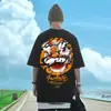 Roupas Masculinas Plus Size Tendência Estilo Americano Tamanho Grande Tendência Nacional Hip-Hop Solta Desenho Animado Manga Curta Camiseta, Tendência Meia-Manga