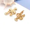 Acessórios para joias DIY, pingente de estrela-do-mar transfronteiriço, banhado a cobre com ouro real 18k, cravejado com zircônia, versátil para colares e pulseiras