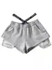 Shorts de Cintura Alta para Mulheres no Verão Estilo Sexy Cintura Elástica Etiqueta na Cintura Soltos de Perna Larga Casuais Hot Pants
