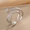 Anillo Exquisito Super Brillante de Circonita para Niñas, Lujo Accesible y Anillo de Apertura Ajustable de Gama Alta, Baño de Oro Real Simple