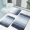 Juego de 3 Felpudos Absorbentes para Baño de Imitación Cachemir de Alta Venta, Felpudo para Pies de Inodoro Resistente a Manchas, Color Degradado Simple, Transfronterizo