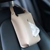 Caja de pañuelos de cuero simple estilo europeo para colgar en el asiento trasero del coche, bolsa de pañuelos portátil colgante de PU para acampada al aire libre