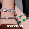 Joyas: Collar Colgante Buda de Crin de Caballo y Ágata Calcedonia Verde, Estilo Chino Comparable al Jade, Conjunto de Pulseras de Diamante Brillante con Forma de Calabaza