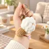 Adornos Colgantes Tejidos a Mano, Juguetes de Ganchillo con Pompones de Hilo Sabor Helado, Llaveros de Regalo, Pequeños Regalos de Máquina de Muñecas Exquisita