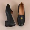 Mocasines retro de cuero suave estilo francés para mujer, nueva colección otoño 2026, elegantes zapatos de tacón bajo con punta redonda y suelas suaves, adecuados para ir al trabajo
