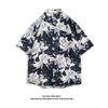 Hong Kong estilo retrô havaiano manga curta estampada completa camisa floral vintage masculino e feminino tailandês Yupi casal camisa de praia