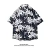 Hong Kong estilo retrô havaiano manga curta estampada completa camisa floral vintage masculino e feminino tailandês Yupi casal camisa de praia
