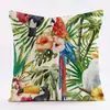 Fronha de linho com estampa de planta de flor tropical Flamingo para sofá de sala de estar - Capa de almofada decorativa de importação Amazon