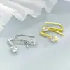 Aretes de Gancho de Plata de Ley S925 Clásicos y Sencillos, Ins, Versátiles para el Uso Diario, Chapados en Oro con Diamantes Colgantes para Mujer