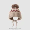 Gorro de punto jacquard estilo Fair Isle retro para mujer, gorro aviador a prueba de viento para proteger las orejas en otoño e invierno, gorro de punto a prueba de frío para viajes, moderno