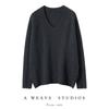 Indústria pesada Tridimensional Simples V-neck Cashmere Sweater Feminino Outono e Inverno Novo 100 Cashmere Pullover Sweater Knitted Sweater Solto