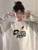 Camiseta de Manga Larga con Estampado de Dibujos Animados Chic Divertida Estilo Casual Perezoso para Mujer 2025 Nueva Moda Versátil Holgada