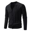Suéter Masculino Comércio Exterior Outono Novo Gola V Jacquard Moda Casual para Meia-Idade Cardigan Tricô Suéter para Homens