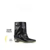 Otoño 2026 Nuevas Botas Vaqueras Retro de Punta para Mujer Tacón Bajo Hebilla de Cinturón Botas de Media Caña Piernas de Pantalón Sueltas Botas de Montar para Mujer