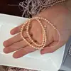 Cuentas de patata de perla natural de color de alto brillo de 4-5 mm, sin núcleo, que no se decoloran, una hebra mide aproximadamente 36 cm de largo con aproximadamente 78 cuentas