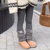 Meias Listradas Escuras com Boca do Pé Espessada de Veludo de Cordeiro de Inverno Leggings da Moda Anti-bolinhas com Forro de Lã Bordados com Letra MODY