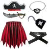 Espectáculo Infantil Piratas del Caribe Personaje Jack Disfraz Cosplay Conjunto de Falda Corta Infantil con Patrón de Olas Utilería