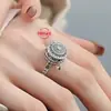 Anillo giratorio con hebilla de paz para mujer, nuevo estilo étnico chino, mantra de seis caracteres, ajustable, chapado en cobre con plata