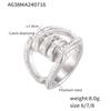 Anillo de estilo Hepburn con doble empalme geométrico, chapado en acero de titanio y oro de 18 quilates con incrustaciones de diamantes, estilo Joker, venta al por mayor