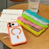 Estilo Coreano Ins Magnético Aplicable para Apple 17ProMax Sensación de Alta Gama 17 Pareja 18 Color Caramelo 17Pro Funda de Teléfono