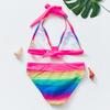 Traje de baño infantil de liquidación traje de bikini infantil traje de baño de dos piezas para niñas con rayas finas de arcoíris