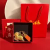 Amuleto de la Suerte del Año de la Oveja Llavero de Ovejita Bolso Dorado Cadena para Teléfono Colgante Souvenir Exquisito de Negocios Regalo