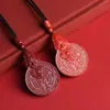 Pingente Moeda de Dinheiro Espiritual da Montanha Vermelha Imperial de Cinábrio Cru Pingente de Colar do Ano do Zodíaco de Areia Roxa Presente Atacado Dropshipping