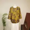 Zhi LiNova blusa jacquard estilo chinês nacional, manga três quartos, gola redonda, modelo novo de outono 26, top solto de comprimento médio