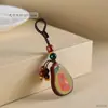 Sândalo roxo pintado etiqueta de paz e alegria chaveiro de borla DIY feito à mão corrente de celular pingente decoração criativa de bolsa