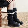 Botas y Calcetines de Algodón para Niños, Lindos Lazos de Bola, Calcetines de Felpa con Encaje Lolita, Cubrepiernas de Otoño e Invierno para Niñas Coreanas