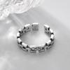Anillo Abierto Cuadrado de Cadena Retro Estilo Coreano Plata de Ley S925 Moda Elegante Anillo para Dedos de Comida para Mujer Joyería