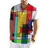 Lino Moda Hombre Patrón de Tortuga Verano Impresión 3D Transpirable Manga Corta Camisa Top Camisa de Verano Cuello