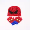 Gorro de punto de otoño e invierno, gorro de araña de dibujos animados, juego de guantes, gorro cálido para exteriores, gorro de lana personalizado