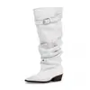 Botas de Tacón Grueso con Punta Aguda y Plisados Chuyuji 2026 Primavera Nuevo Diseño de Nicho Estilo Coreano Botas Altas para Mujer